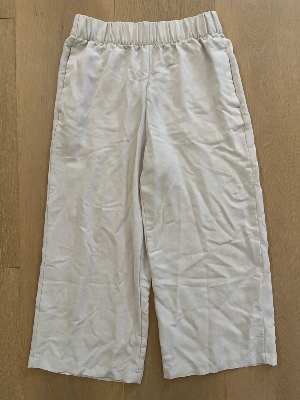 Like New H&M Wide Leg Crop Elastic Pants in Cream Beige Women's Small